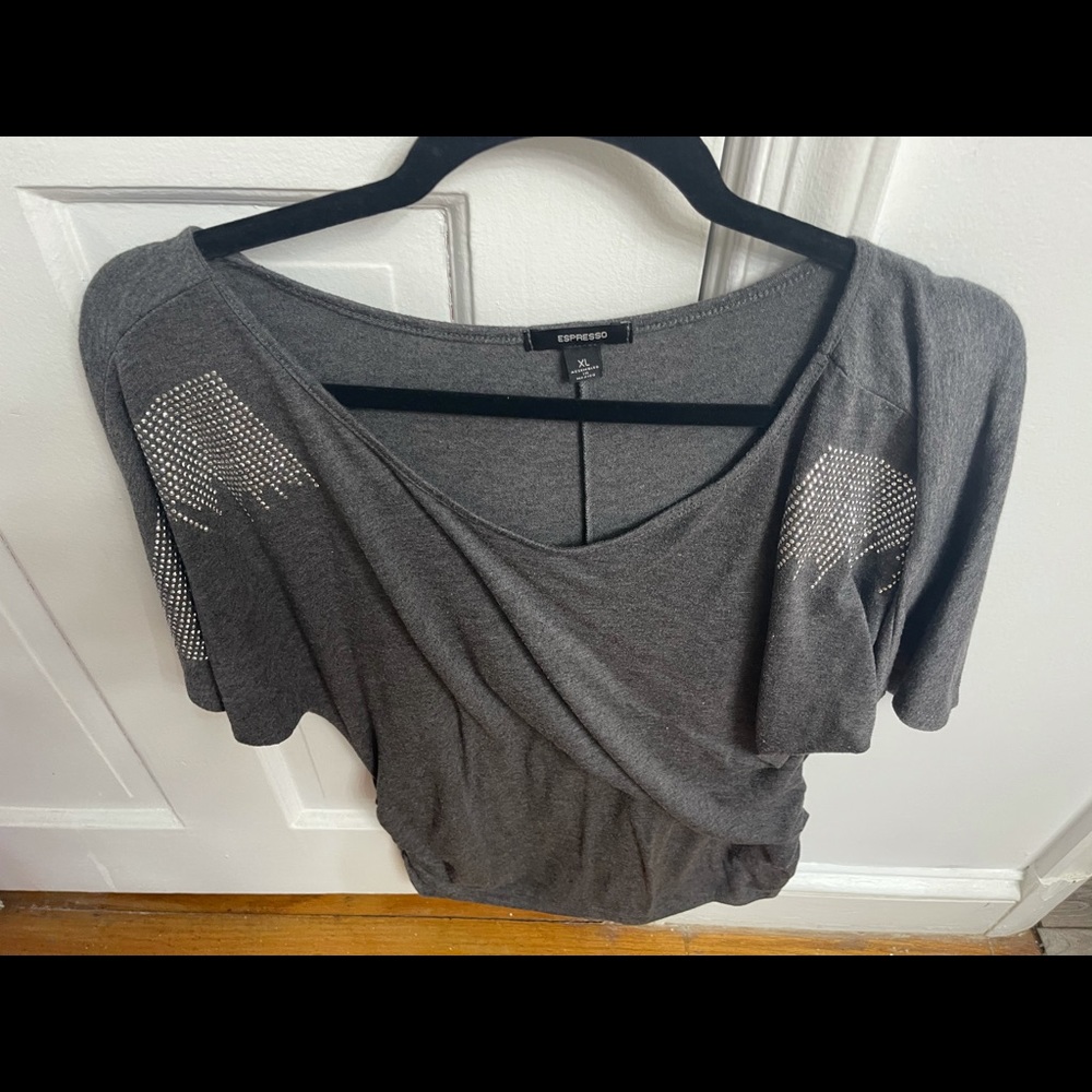 Grey top with silver beaded detail